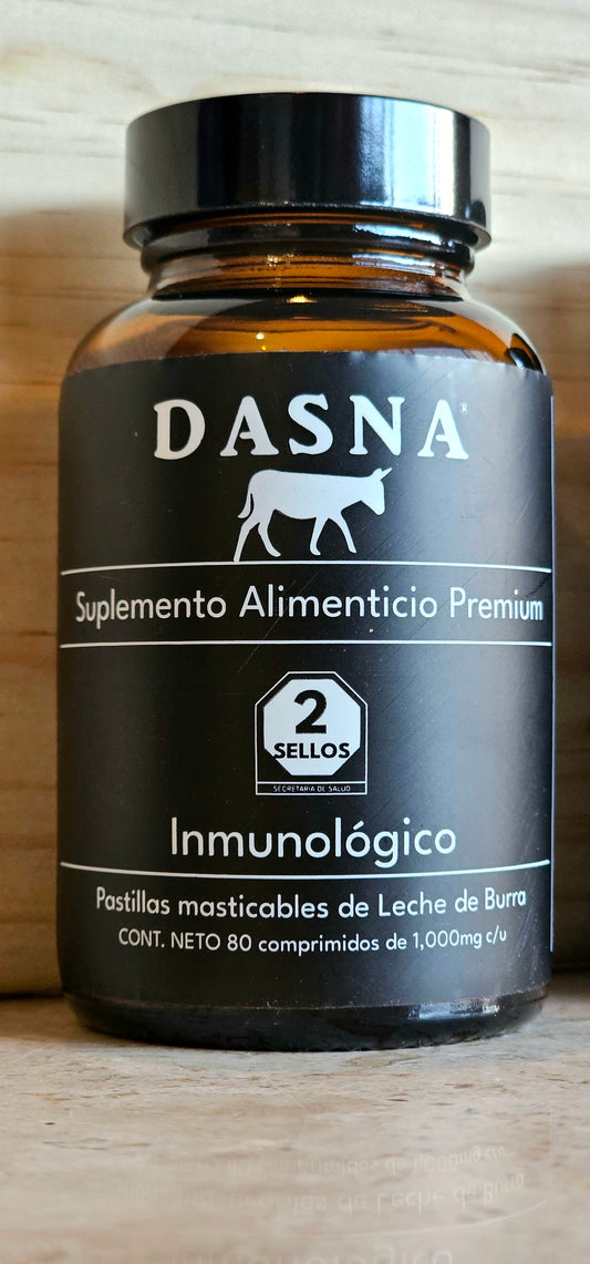 INMUNOLÓGICO, 1 Frasco de Comprimidos Masticables de Leche de Burra Sabor Vainilla (Para 20 días)